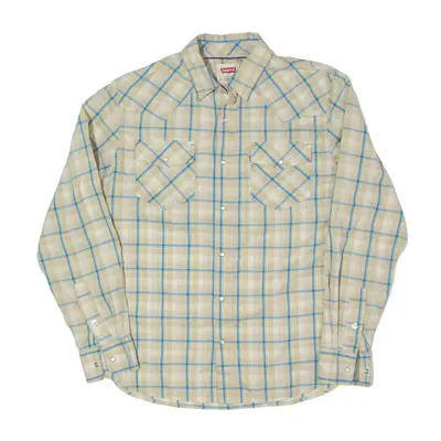 LEVI'S Shirt Beige Check Long Sleeve Mens S
