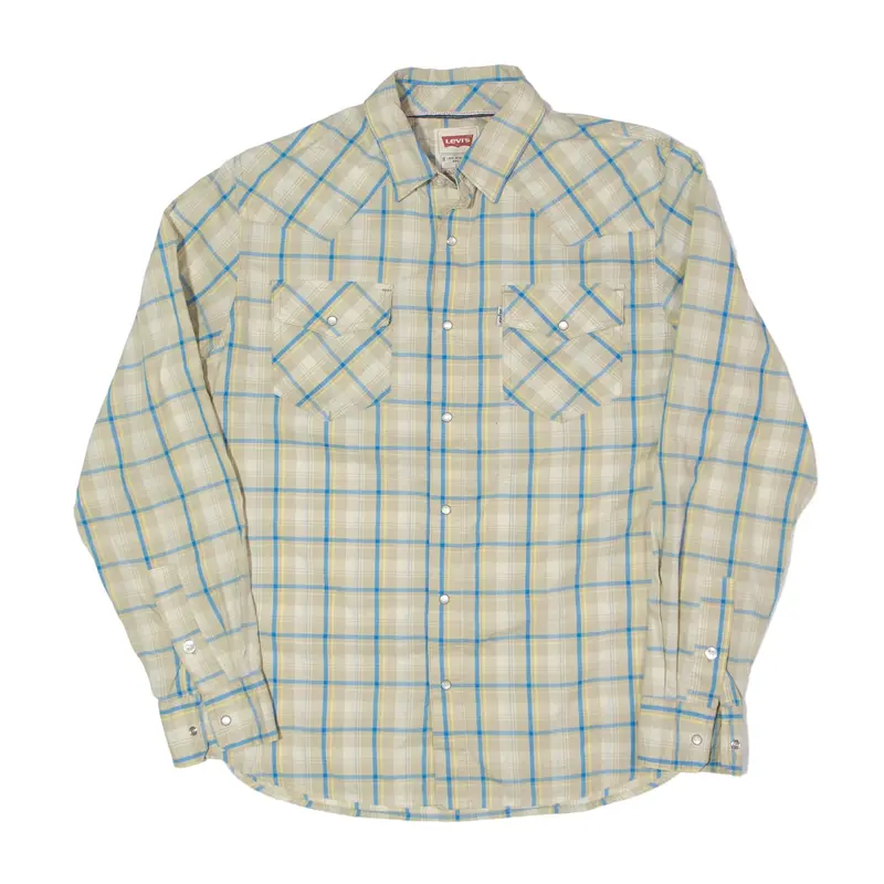 LEVI'S Shirt Beige Check Long Sleeve Mens S