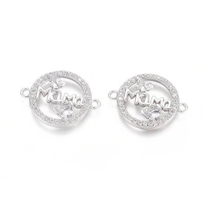Brass Micro Pave Clear Cubic Zirconia Links connectors