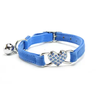 Glitter Heart Design Pet Collar, Pet Collar with Bell, Pet Collar with Heart Charm, Cat Collar, Dog Collar, Fashionable Pet C...