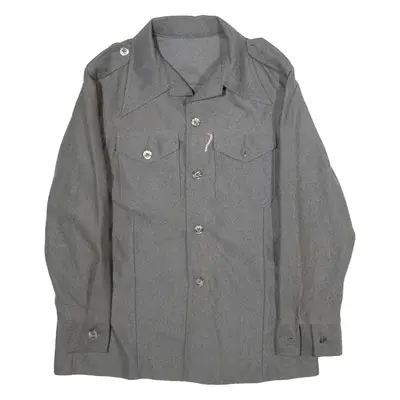 Mens Worker Shirt Grey Long Sleeve M