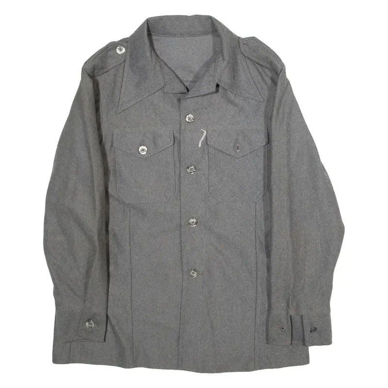 Mens Worker Shirt Grey Long Sleeve M
