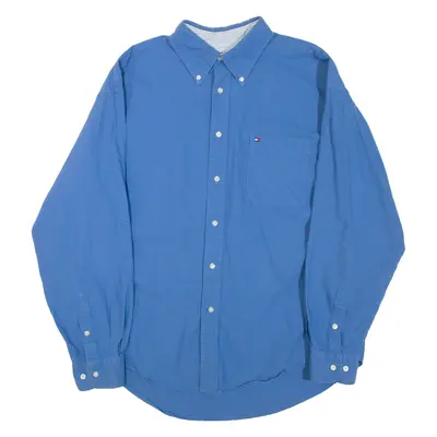 TOMMY HILFIGER Mens Plain Shirt Blue Long Sleeve XL
