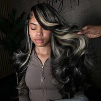 12A Blonde Highlight Wig Human Hair 13X4 13x6 Body Wave Lace Frontal Human Hair Wigs Pre plucked 180% Density  Pre-Plucked Tr...