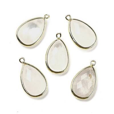 Natural Dyed Quartz Crystal Faceted Pendants