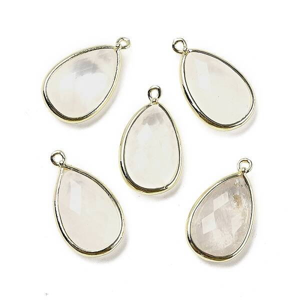 Natural Dyed Quartz Crystal Faceted Pendants