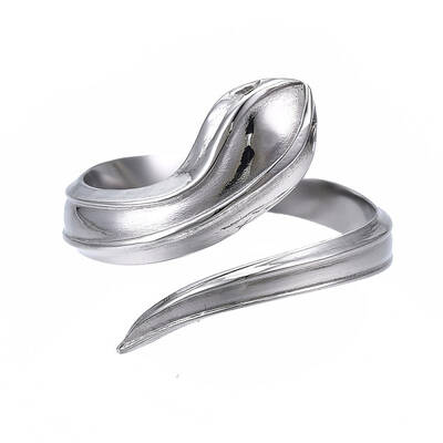 Non-Tarnish 304 Stainless Steel Snake Wrap Open Cuff Ring for Women