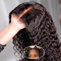 Glueless Wigs Brazilian Human Hair Pre Plucked Deep Wave Lace Front Wigs 5X5 HD Pre Cut Lace Closure Wig 180% Density