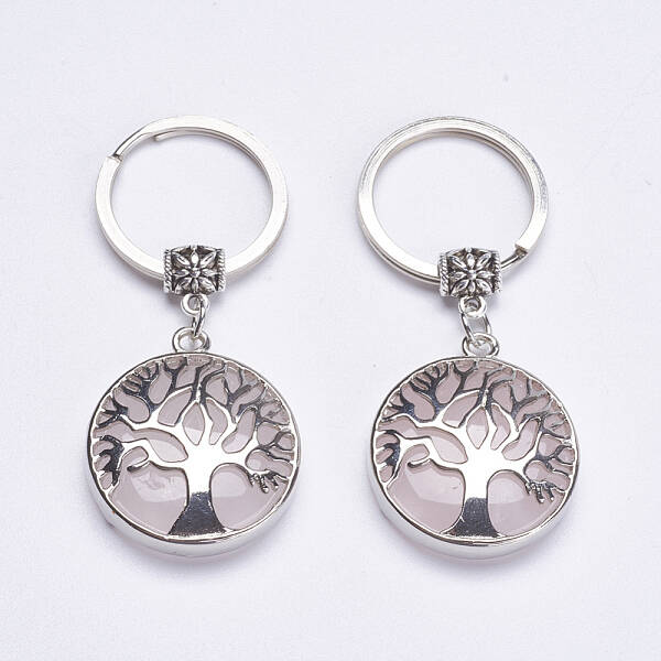 Natural Rose Quartz Keychain