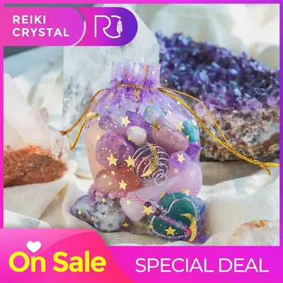 One Bag Of Crystal Set,Rose Quartz,Agate,Honey Calcite,Green Aventurine,Colored Fluorite,Moss Agate,Red Jasper,Larvikite,Amet...