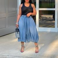 Ladies' wide-leg casual loose-fitting straight-leg pleated jeans, large-sized loose short denim trousers