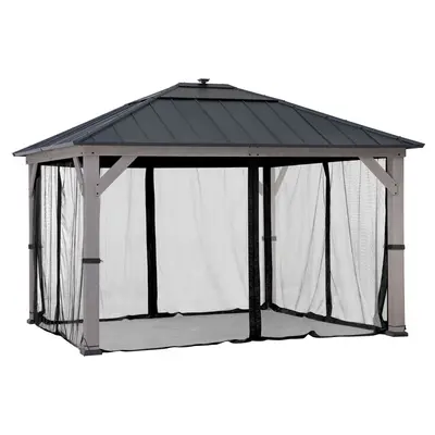 SUNJOY Gazebo Mosquito Netting Screen For 11 ft. × 13 ft. Wooden Gazebos - Black