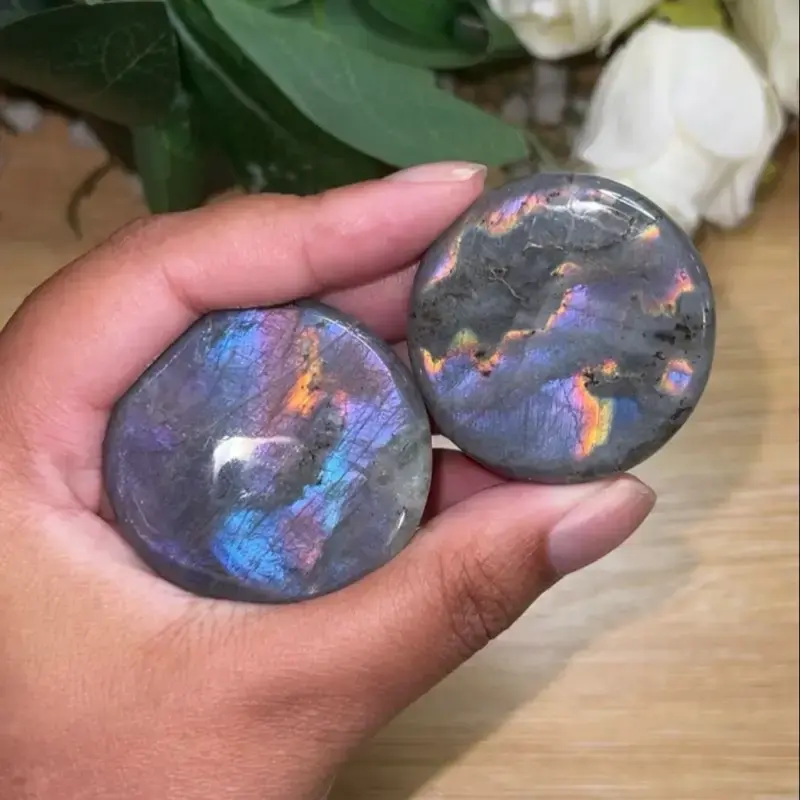 Misfit Labradorite Flat Stone, Imperfect Labradorite Flat Palmstone