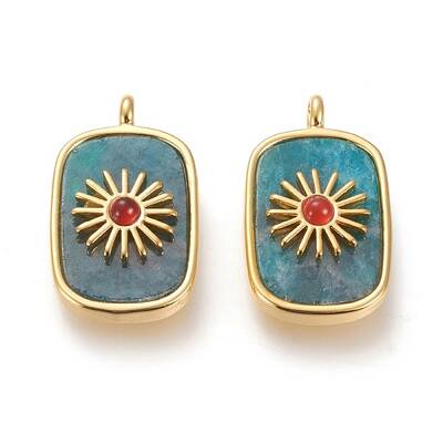 Natural Apatite & Red Agate Pendants