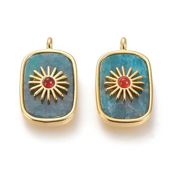 Natural Apatite & Red Agate Pendants