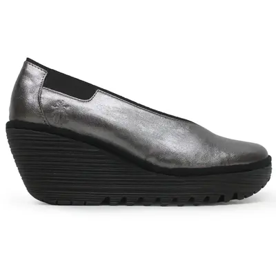 Fly London YOZA438FLY Idra Leather Women's Comfort Shoes - Graphite - Size:US 6-6.5 Women