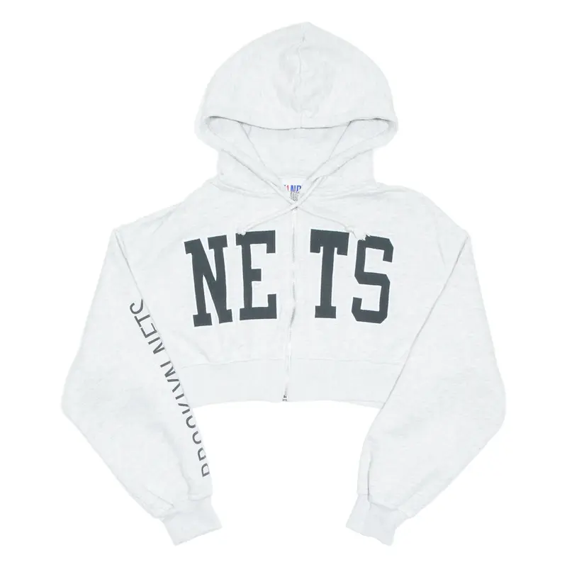 NBA Cropped Womens Grey Hoodie Full Zip M