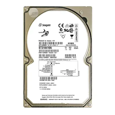 A5560-67001 HP 18.2GB Wide Ultra2 SCSI 7200 3.5-inch Hard Drive