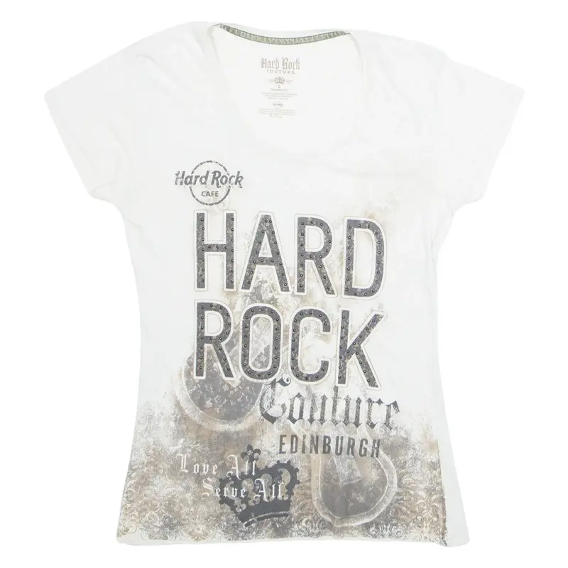 HARD ROCK Womens T-Shirt Cream L