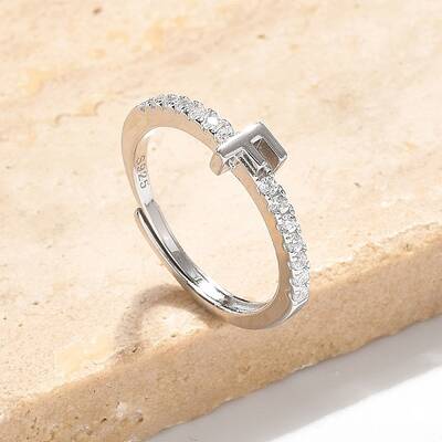 S925 Sterling Silver Adjustable Letter Rings for Women
