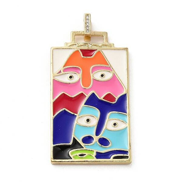 Brass Micro Pave Cubic Zirconia Pendant with Enamel