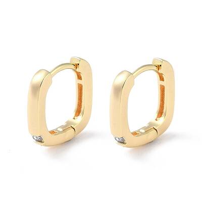 Brass Micro Pave Cubic Zirconia Hoop Earrings