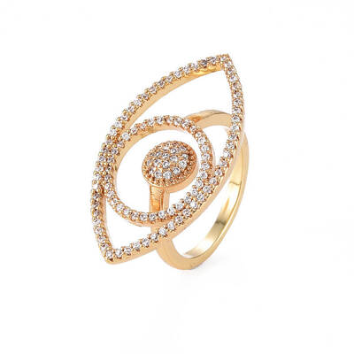 Brass Micro Pave Clear Cubic Zirconia Finger Rings