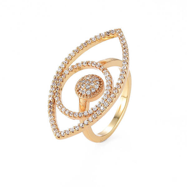 Brass Micro Pave Clear Cubic Zirconia Finger Rings