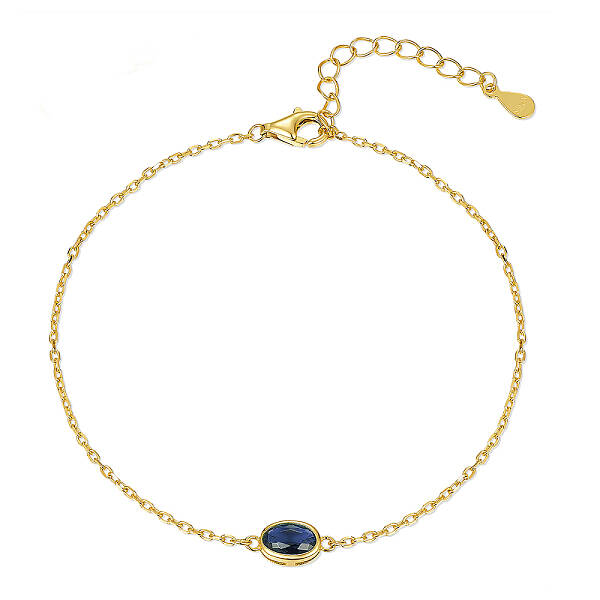 925 Sterling Silver Pave Blue Cubic Zirconia Cable Chain Bracelets