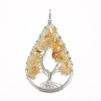 Natural Chip Citrine Big Pendants
