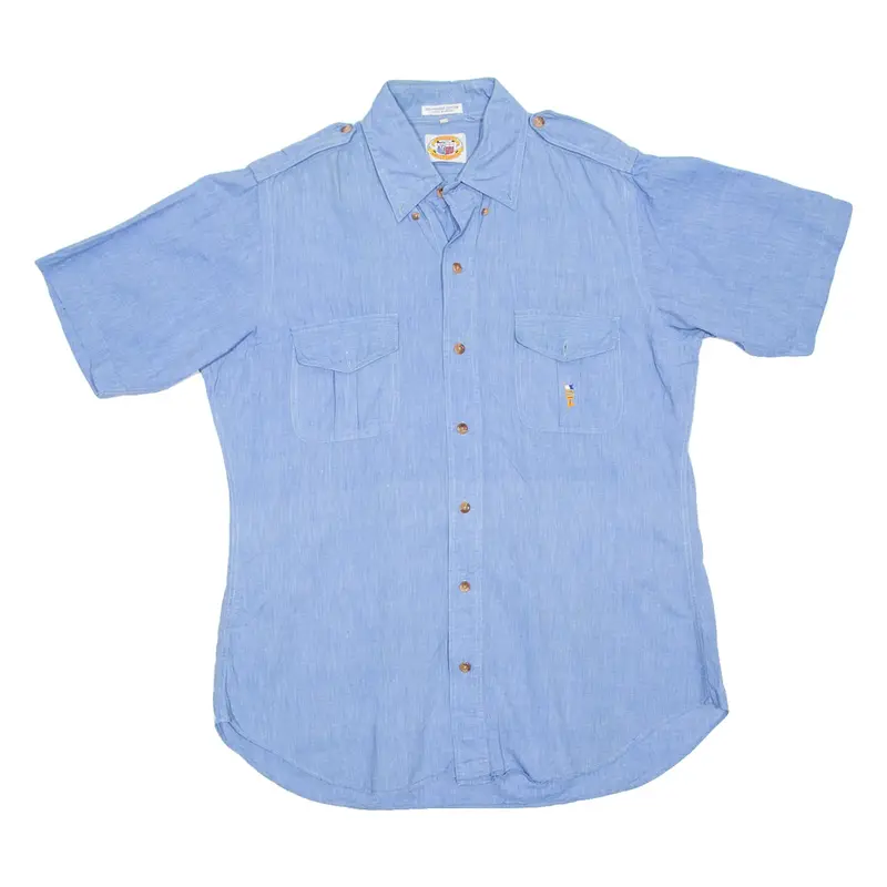 Mens Plain Shirt Blue L