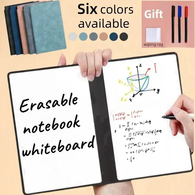 Portable Erasable Whiteboard Notebook, 1 Set Including 1 Count Reusable Whiteboard Notebook, 3 Counts Mixed Color Whiteboard ...