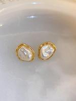 Faux Pearl Decorated Thick Studs Earrings, Elegant Jewelry for Women, Trendy All-match & Exquisite Jewelry for Birthday Gift