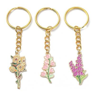 Alloy Enamel Flower Pendant Keychains