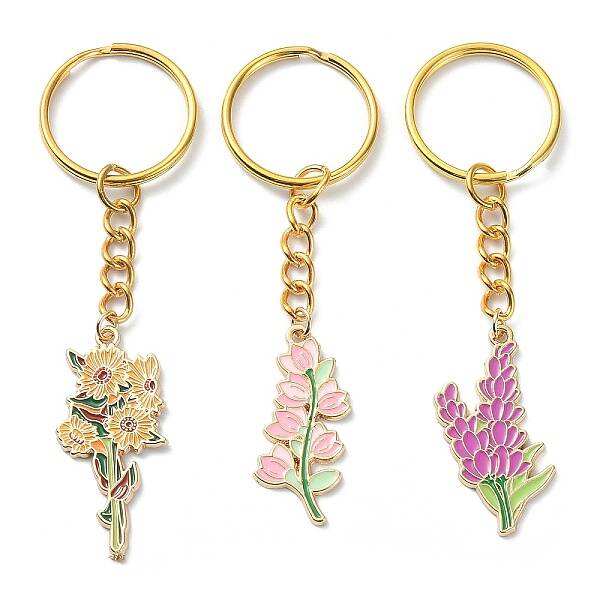 Alloy Enamel Flower Pendant Keychains