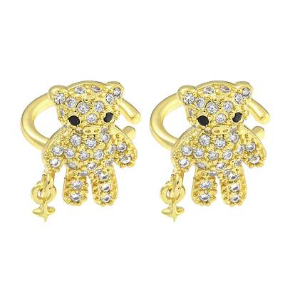Brass Micro Pave Clear Cubic Zirconia Cuff Earrings