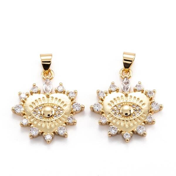 Brass Micro Pave Clear Cubic Zirconia Beads Pendant