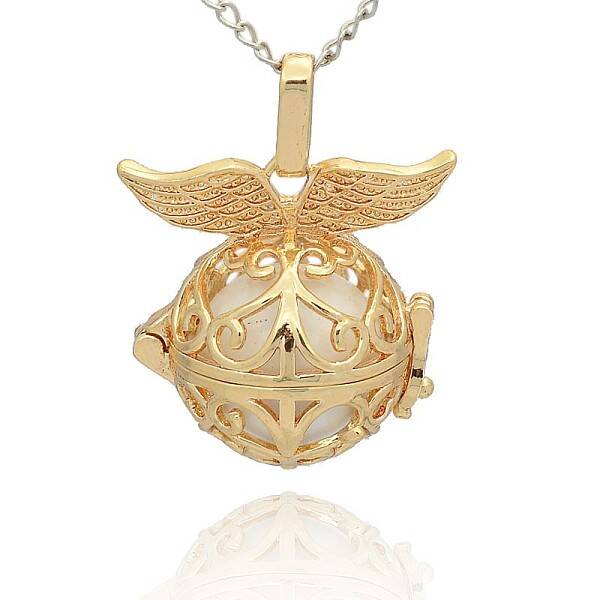 Golden Tone Brass Hollow Round Cage Pendants