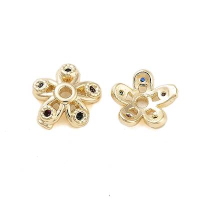 Flower Brass Cubic Zirconia Bead Caps