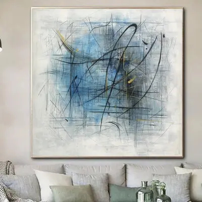 Large Acrylic Painting Blue Abstract Paintings On Canvas Modern Wall Art Original Wall Decor | WINTER PATTERN