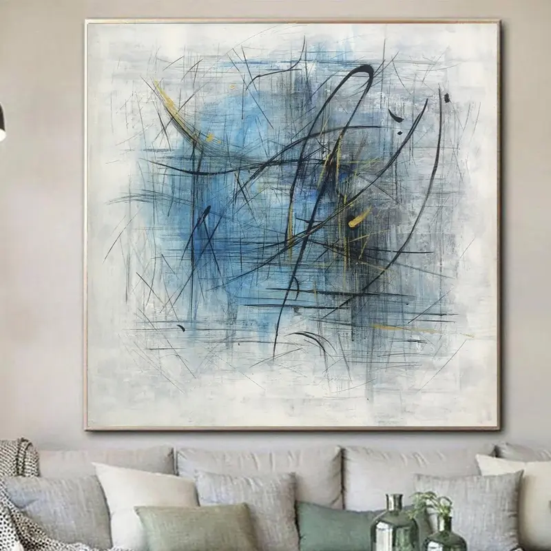 Large Acrylic Painting Blue Abstract Paintings On Canvas Modern Wall Art Original Wall Decor | WINTER PATTERN