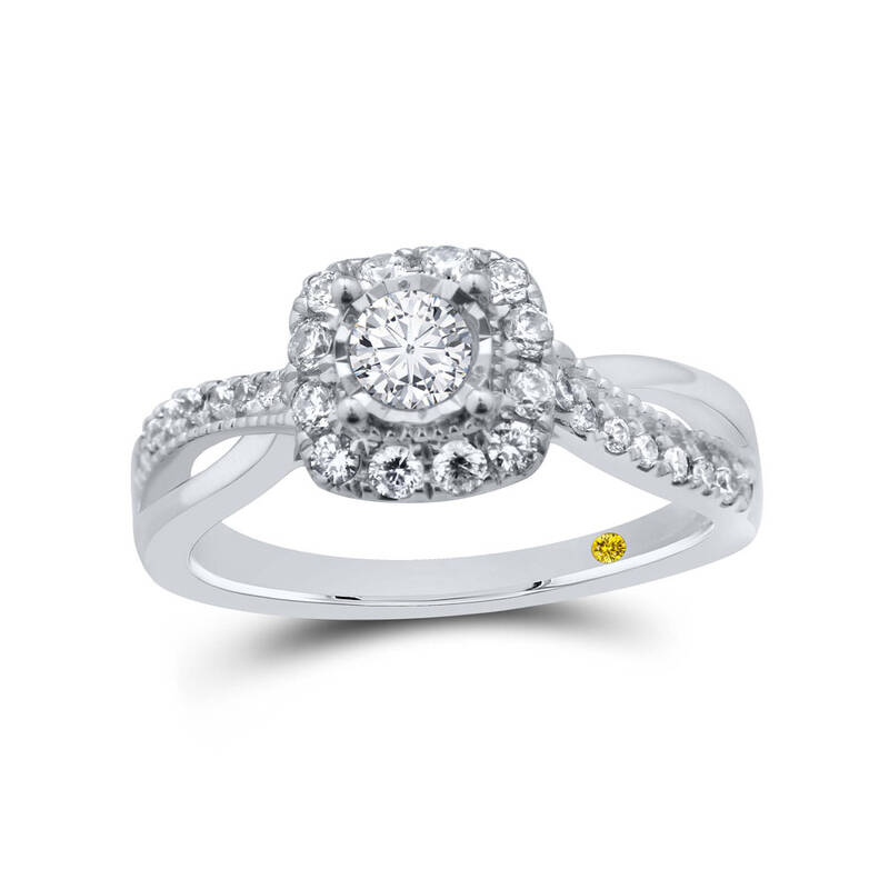 Halo Embrace Cushion Shaped Lab Grown Diamond Engagement Ring | White Gold 3/4 CT. TW.