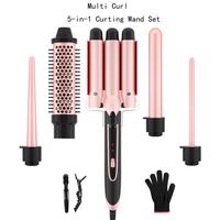 Heikki Vision 5-in-1 Curling Iron Set with Curling Brush and 4 Interchangeable Ceramic Curling Irons, Instant Heat, Includes ...