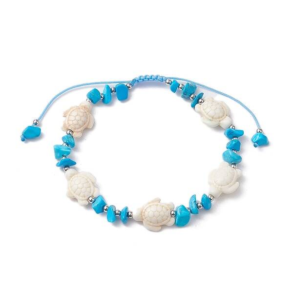 Synthetic Turquoise Beads with Natural Magnesite Anklet for Women