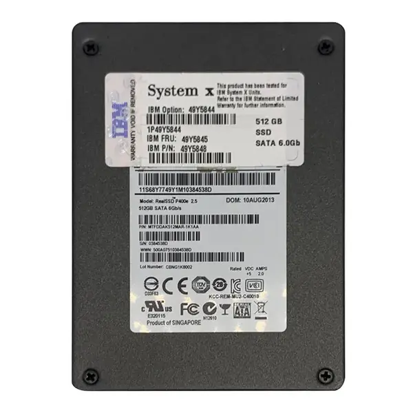 49Y5844 IBM 512GB Multi-Level Cell SATA 6Gb/s Hot Swappable 2.5-Inch Solid State Drive