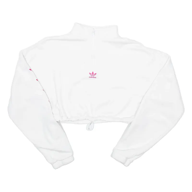 ADIDAS Cropped Womens Sweatshirt White UK 4