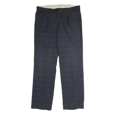 RITEX Check Mens Trousers Blue Regular Straight Wool W34 L32
