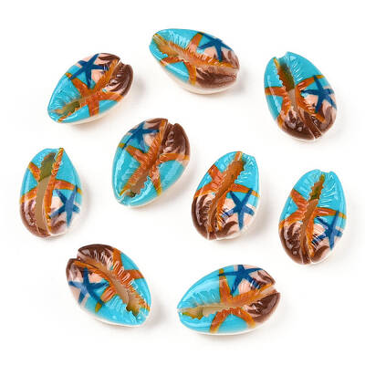 Printed Cowrie Shell Beads