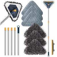 Long Handle Wall Cleaner, 1 Set Adjustable Length Rotating Wall Microfiber Cleaning Mop with 6 Replacement Pads and 1 Silicon...