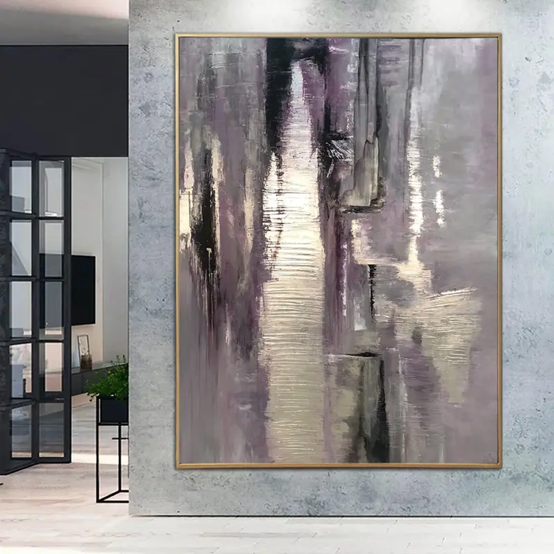Large Oil Painting Modern Silver Artwork Gold Leaf Original Silver Painting Gray Painting Contemporary Wall Art Fine Art | RA...